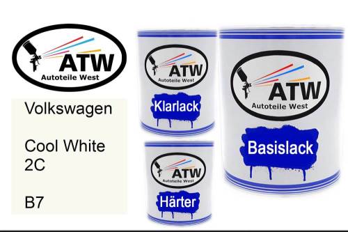 Volkswagen, Cool White 2C, B7: 1L Lackdose + 1L Klarlack + 500ml Härter - Set, von ATW Autoteile West.